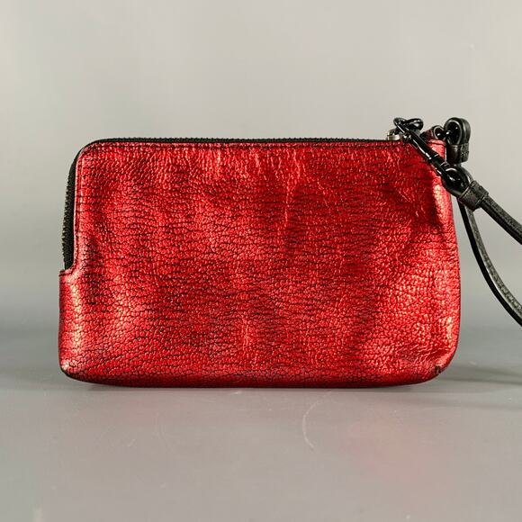 COACH Red Black Zip Up Wristlet Wallet - Picture 2 of 7